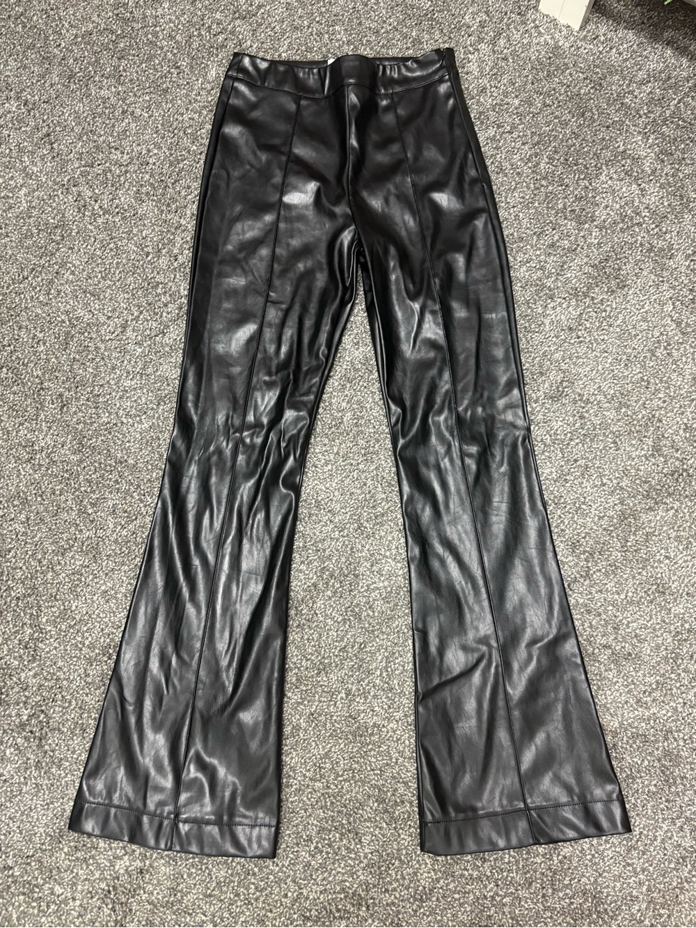 Princess Polly Black Faux Leather Flare Pants